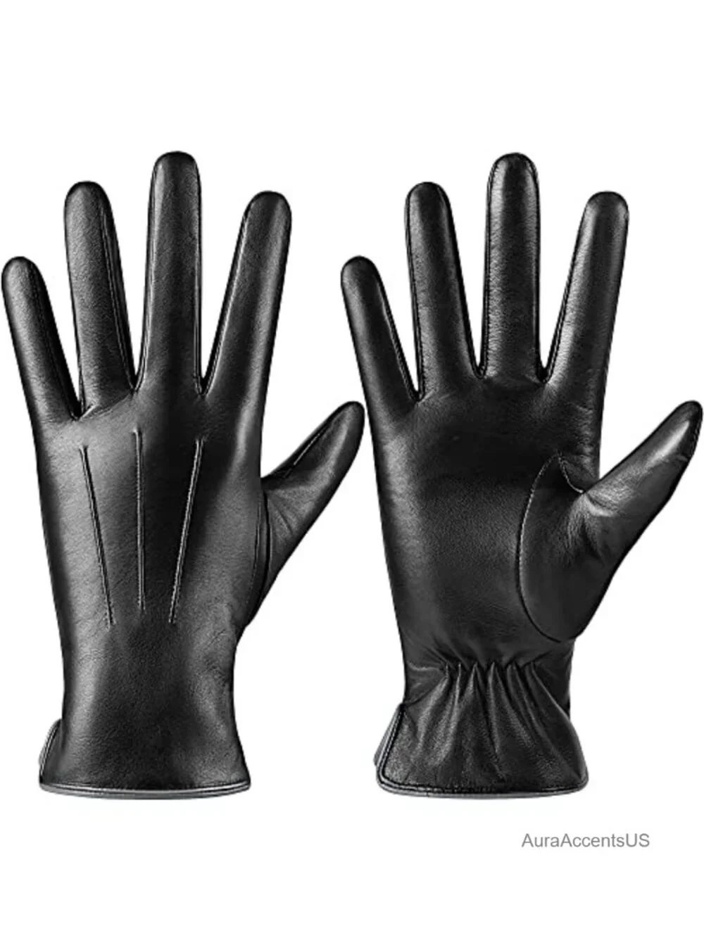 Winter Leather Gloves for Women, Warm Wool Lining, Touchscreen Texting